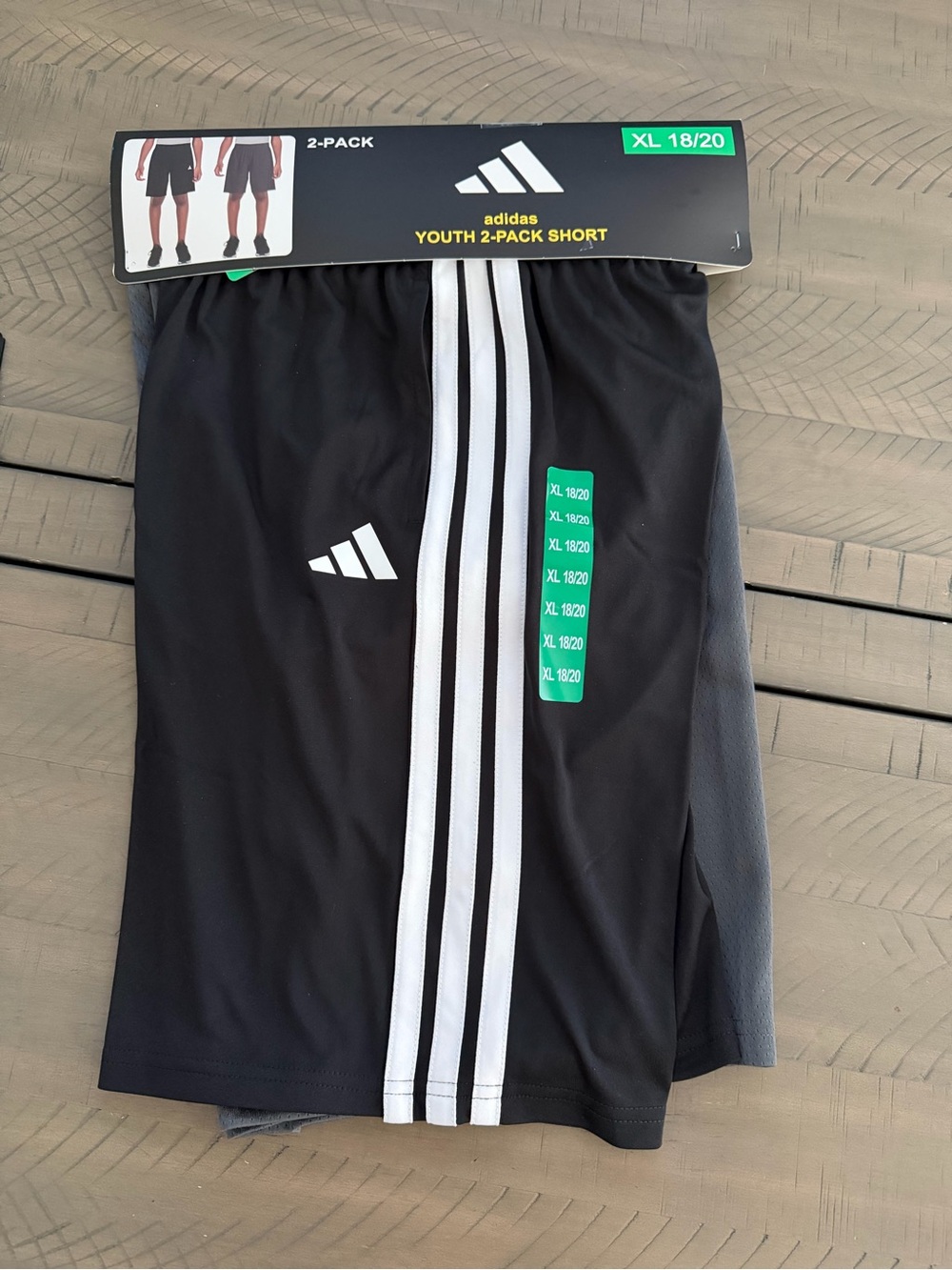 adidas Black Shorts 2-Pack with White Stripes